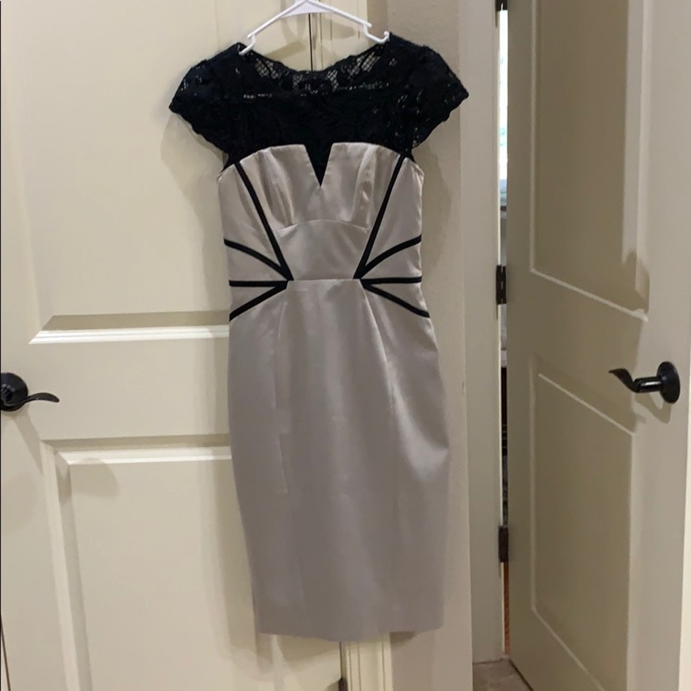 Karen Millen champagne Cap sleeve midi dress